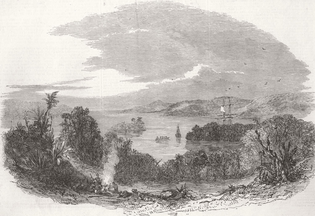 HONDURAS. Bay Islands Harbour and The Spanish Main 1853 old antique print